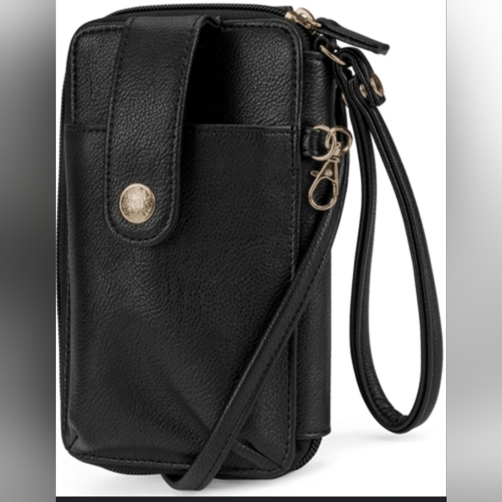 Mundi Jacqui Black Vegan Leather  RFID Womens Crossbody Bag